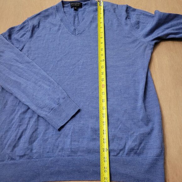 Banana Republic V Neck Sweater XL Men's Blue 100% Merino Wool Preppy Classic - Picture 8 of 12